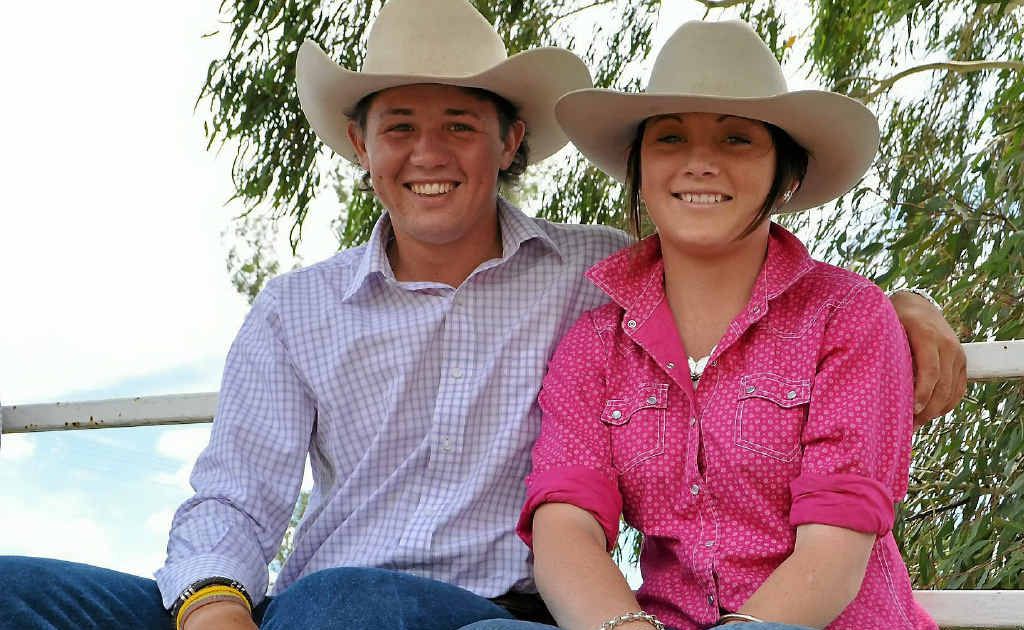 Cody Spencer and Georgie Stower travelled from Pittsworth to cheer on Barry Standing in the ring. Cody Spencer and Georgie Stower travelled from Pittsworth to cheer on Barry Standing in the ring.